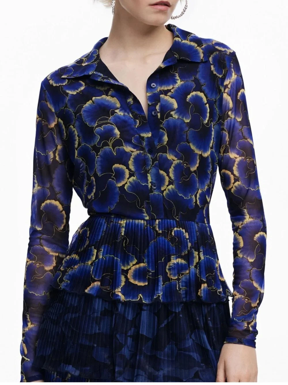 Desigual Blue Floral Tiered Mini Dress - Picture 4 of 11